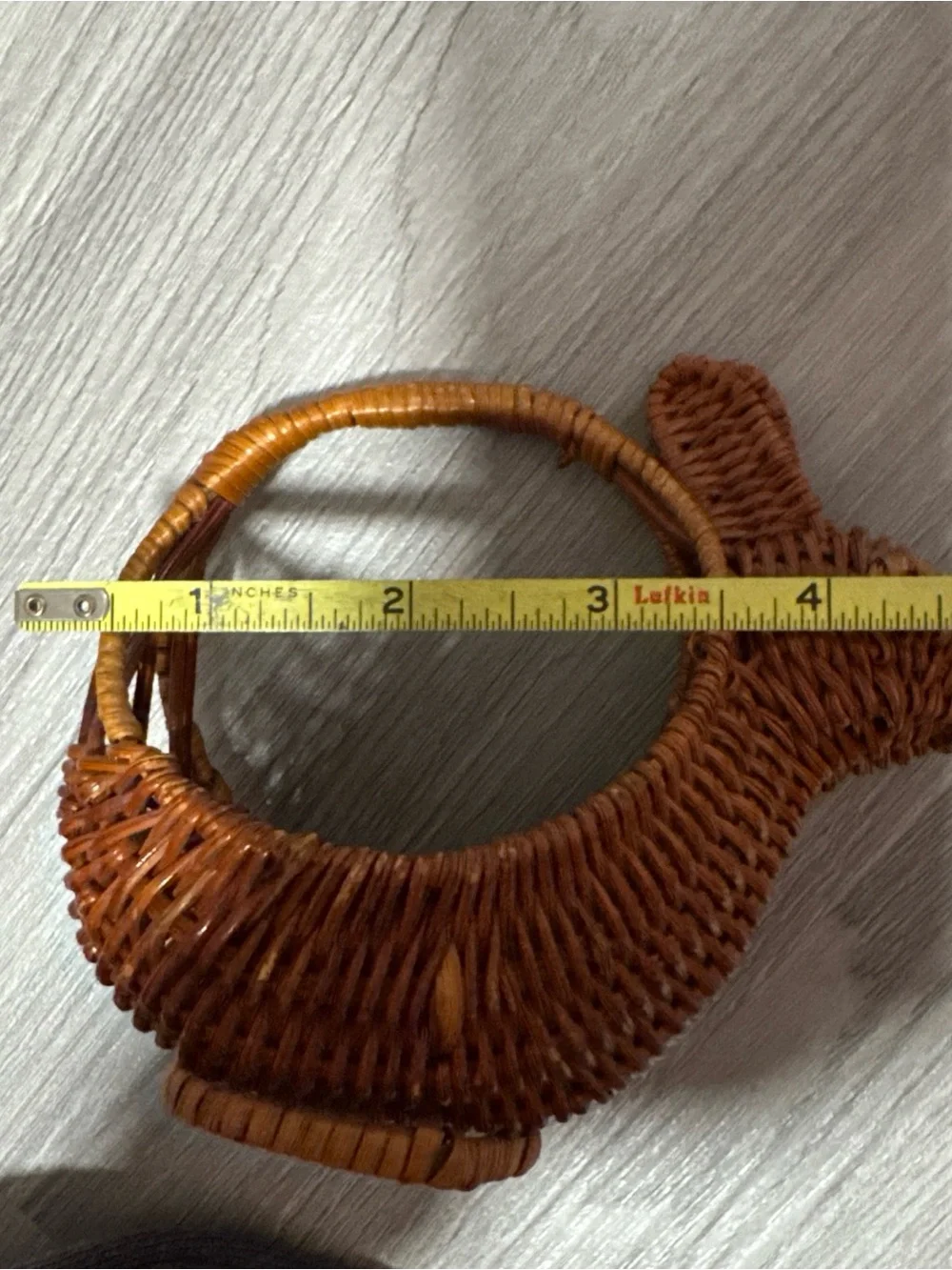 Vintage Small EASTER BUNNY Brown Wicker Basket 5.5” With Handle Plant Holder